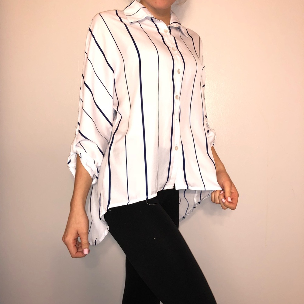 White and Dark Blue stripped Shirt
